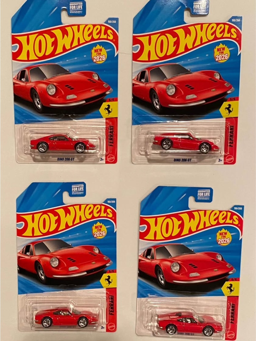 Hot wheels ferrari Dino 206 GT 
Lot of 4